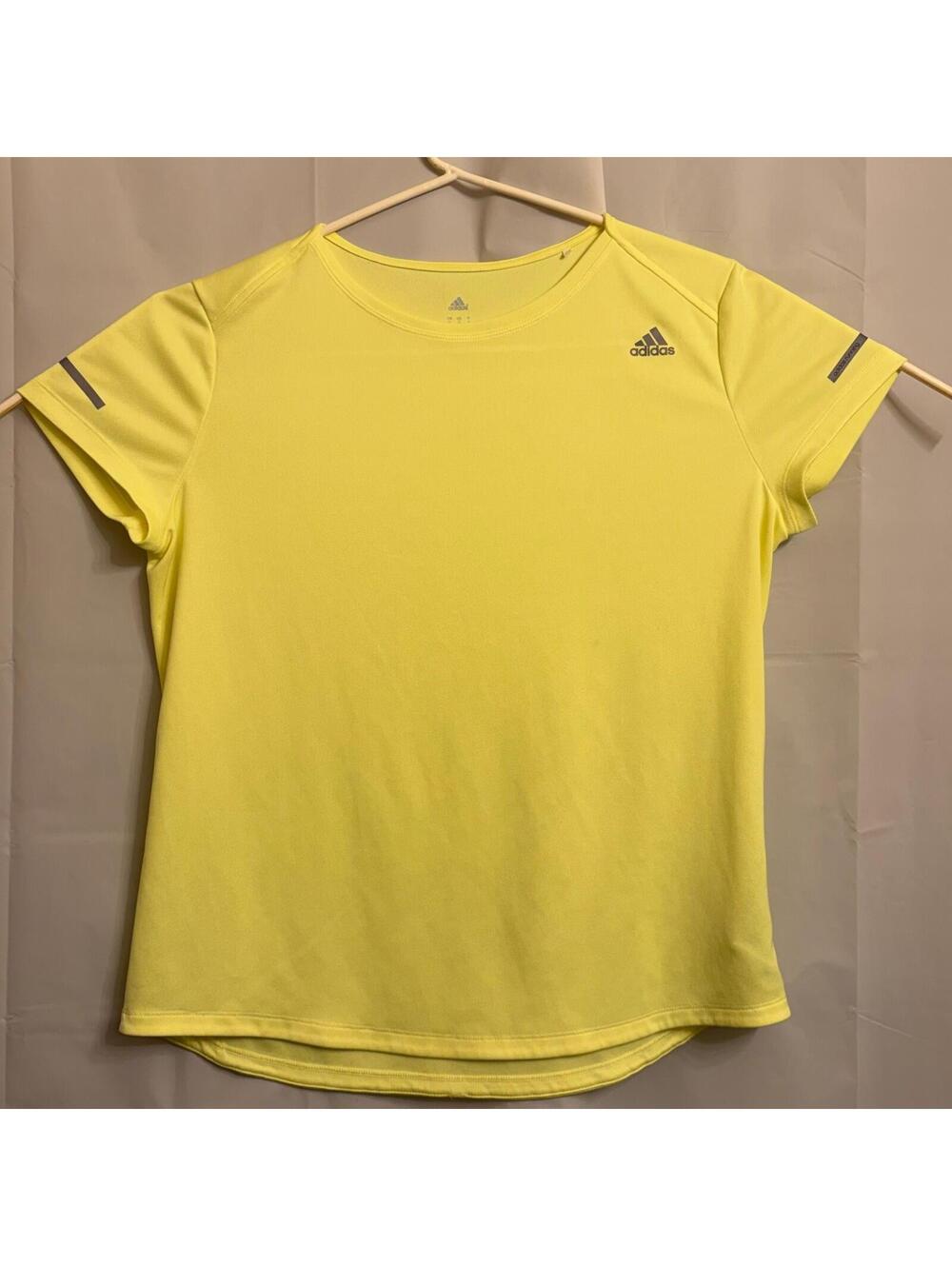 Adidas Climalite Women's XL Neon Yellow Short Sleeve Athletic Running Top Shirt